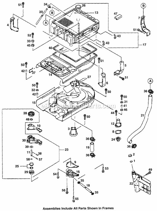 Engine Radiator Assembly (Model 365l) Diagram and Parts List for 365L 53CA1D5K100 Cub Cadet Lawn Mower